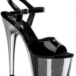 Pleaser USA Adore-709 7inch Pleasers - Patent Black/Chrome Shoes