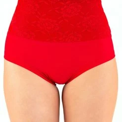 Dragonfly Betty High-Waisted Shorts - Lace Red