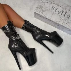 Hella Heels EmpireKicks 8inch Boots - Black Marble