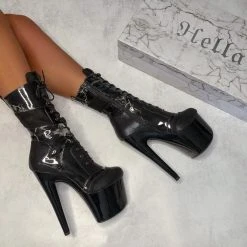Hella Heels EmpireKicks 7inch Boots - Black Marble