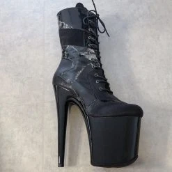 Hella Heels EmpireKicks 8inch Boots - Black Marble
