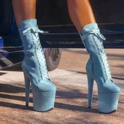 Shoes Hella Heels High BabyDoll 8inch Boots - Baby Blue 8 Shoes Hella Heels High BabyDoll 8inch Boots - Baby Blue