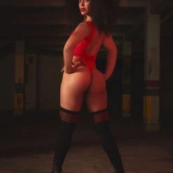 All Pole Wear Rolling Fierce Bodysuit - Red Mesh