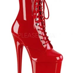 Pleaser USA Flamingo-1020 8inch Pleaser Boots - Patent Red Shoes