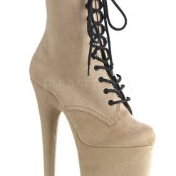 Shoes Pleaser USA Flamingo-1020FS Faux Suede 8inch Pleaser Boots - Beige