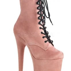 Pleaser USA Flamingo-1020FS Faux Suede 8inch Pleaser Boots - Baby Pink Shoes