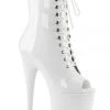 Pleaser USA Flamingo-1021 8inch Pleaser Peep Toe Boots - Patent White