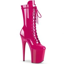 Shoes Pleaser USA Flamingo-1050 8inch Pleaser Boots - Patent Hot Pink