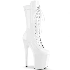 Pleaser USA Flamingo-1050 8inch Pleaser Boots - Patent White 11 Pleaser USA Flamingo-1050 8inch Pleaser Boots - Patent White