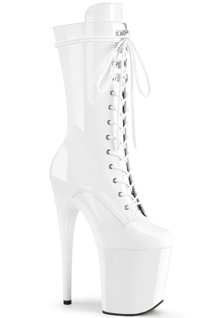 Pleaser USA Flamingo-1050 8inch Pleaser Boots - Patent White 1 Pleaser USA Flamingo-1050 8inch Pleaser Boots - Patent White