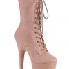 Pleaser USA Flamingo-1050FS Faux Suede 8inch Pleaser Boots - Dusty Blush Shoes