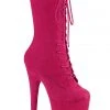 Pleaser USA Flamingo-1050FS Faux Suede 8inch Pleaser Boots - Hot Pink
