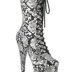 Pleaser USA Flamingo-1050SP 8inch Pleaser Boots - White Snake Shoes