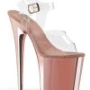 Pleaser USA Flamingo-808 Chrome 8inch Pleasers - Rose Gold Most Loved