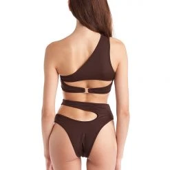 Hamade Activewear One Shoulder Top - Dark Brown All Pole Wear