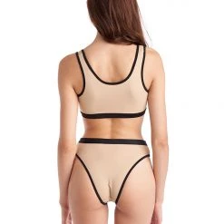 Hamade Activewear Lace Up High Cut Bottoms - Sand/Black