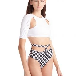 All Pole Wear Hamade Activewear Mid Sleeve Top - White