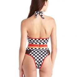 All Pole Wear Hamade Activewear Strappy High Waisted Bottoms - Checkered Print