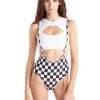 All Pole Wear Hamade Activewear High Waisted Sling Bottoms - Checkered