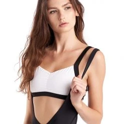 All Pole Wear Hamade Activewear Hollow Back Top - White/Black