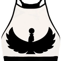 All Pole Wear Creatures Of XIX I S I S Halter Top - Black With White Mesh