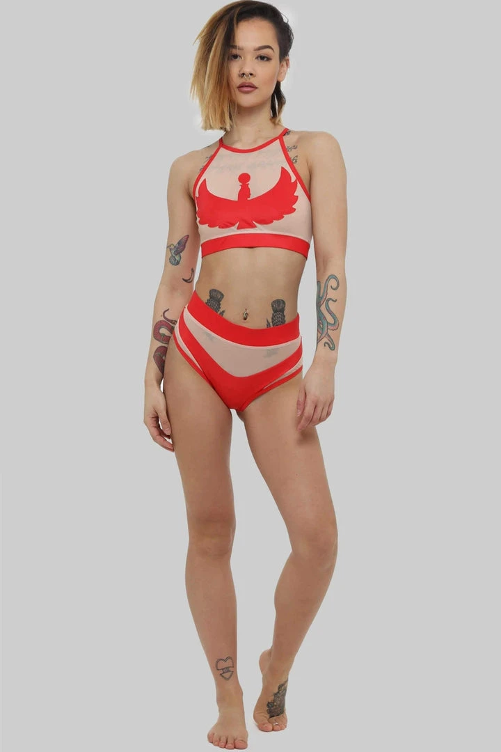 Creatures Of XIX I S I S Halter Top - Red With Sand Mesh All Pole Wear 5 Creatures Of XIX I S I S Halter Top - Red With Sand Mesh All Pole Wear