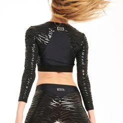 All Pole Wear Paradise Chick Superhero Series Sticky Crop Top - Black Zebra