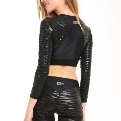 All Pole Wear Paradise Chick Superhero Series Sticky Crop Top - Black Zebra