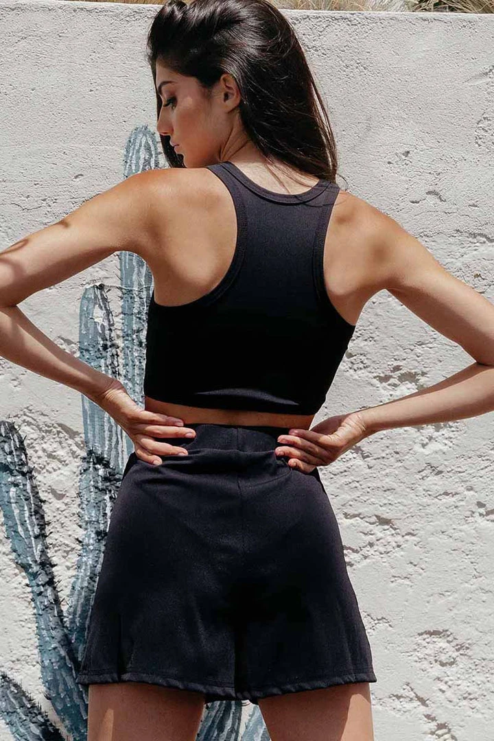 Paradise Chick Miami Loose Shorts - Ribbed Black 2 Paradise Chick Miami Loose Shorts - Ribbed Black