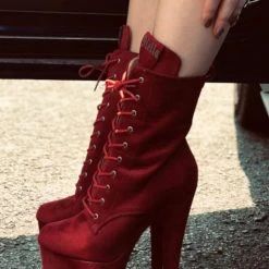 Hella Heels BabyDoll 8inch Boots - Dark Red 13 Hella Heels BabyDoll 8inch Boots - Dark Red