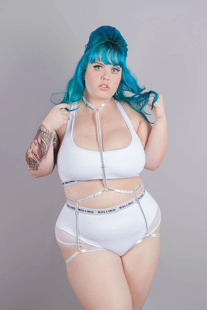 Rolling Alpha High Waisted Hot Pants - White All Pole Wear 4 Rolling Alpha High Waisted Hot Pants - White All Pole Wear