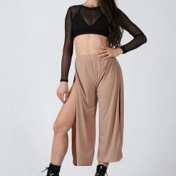 REV ACTIV Sensual Flow Pants (with Leg Slit) - Coffee Loungewear Bottoms