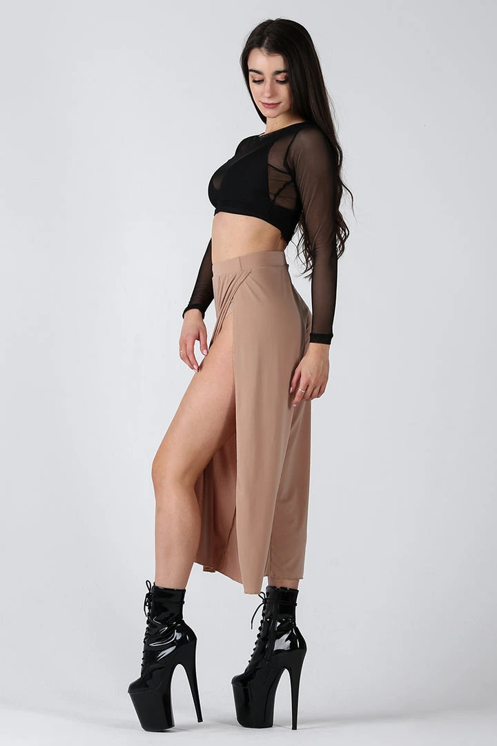 REV ACTIV Sensual Flow Pants (with Leg Slit) - Coffee Loungewear Bottoms 3 REV ACTIV Sensual Flow Pants (with Leg Slit) - Coffee Loungewear Bottoms