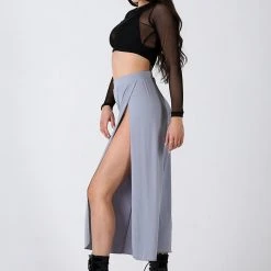 REV ACTIV Sensual Flow Pants (with Leg Slit) - Grey Loungewear Bottoms