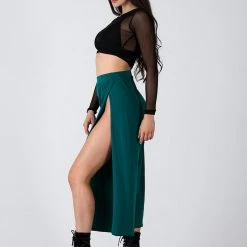 Loungewear Bottoms REV ACTIV Sensual Flow Pants (with Leg Slit) - Malachite