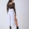 REV ACTIV Sensual Flow Pants (with Leg Slit) - White Loungewear Bottoms