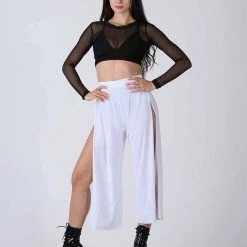 REV ACTIV Sensual Flow Pants (with Leg Slit) - White Loungewear Bottoms