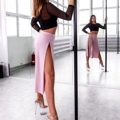 Loungewear Bottoms REV ACTIV Sensual Flow Pants (with Leg Slit) - Rose Pink