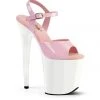 New In Pleaser USA Flamingo-809 8inch Pleasers - Patent Baby Pink/White