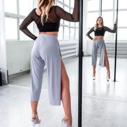 REV ACTIV Sensual Flow Pants (with Leg Slit) - Grey Loungewear Bottoms