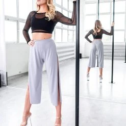 REV ACTIV Sensual Flow Pants (with Leg Slit) - Grey Loungewear Bottoms