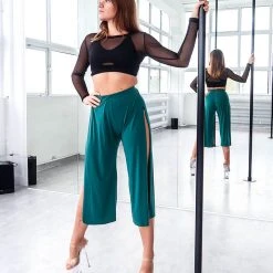 Loungewear Bottoms REV ACTIV Sensual Flow Pants (with Leg Slit) - Malachite