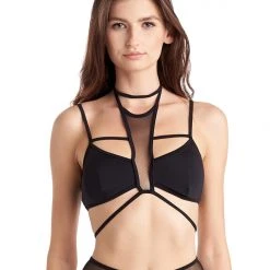 Hamade Activewear Strappy Halter Neck Top - Black