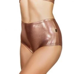 Cleo The Hurricane High Waisted Shorts - Metallic Rose Gold