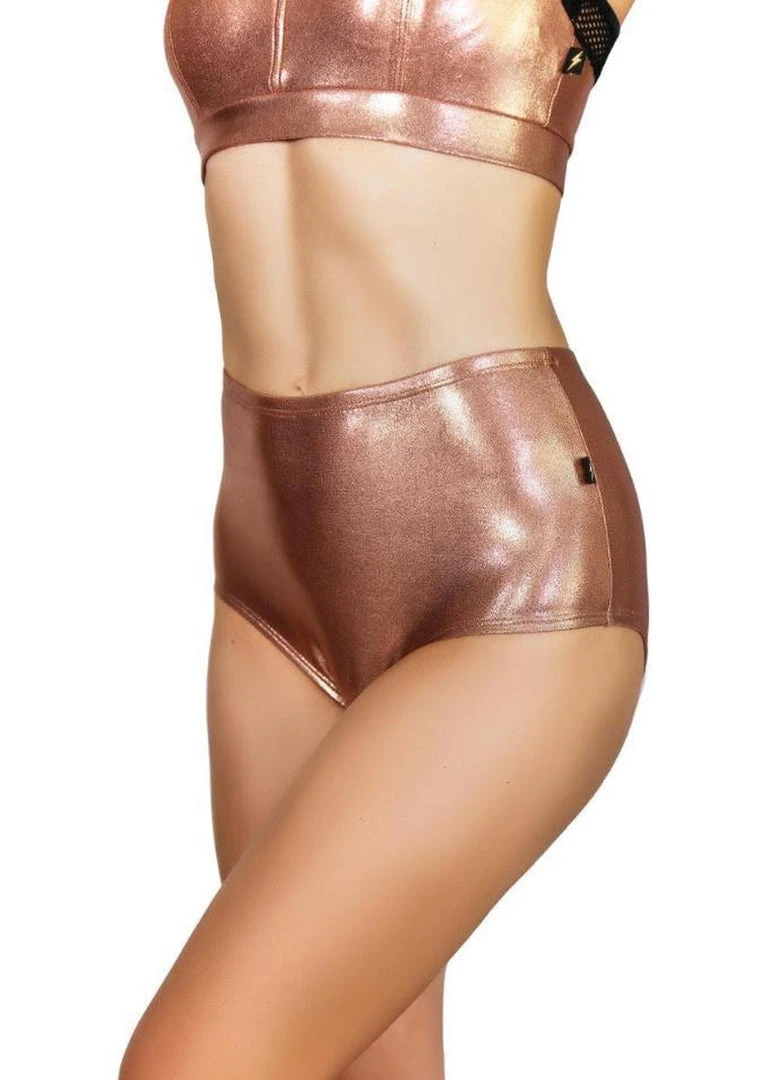 Cleo The Hurricane High Waisted Shorts - Metallic Rose Gold 1 Cleo The Hurricane High Waisted Shorts - Metallic Rose Gold
