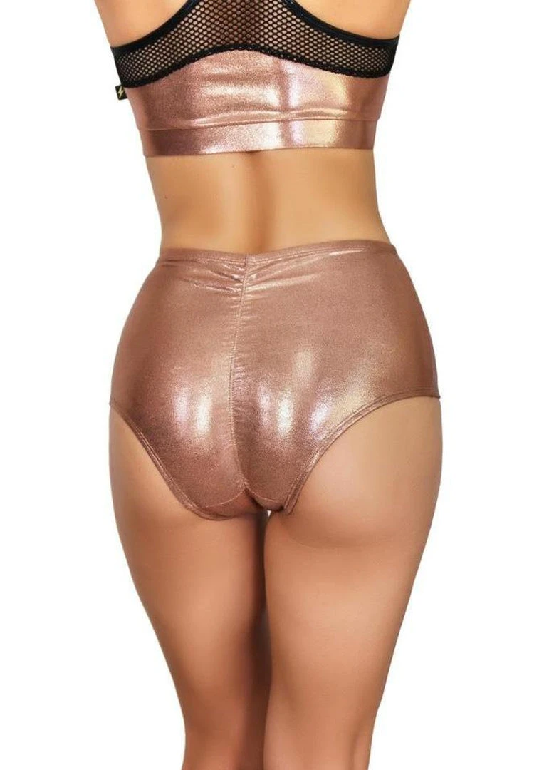 Cleo The Hurricane High Waisted Shorts - Metallic Rose Gold 2 Cleo The Hurricane High Waisted Shorts - Metallic Rose Gold