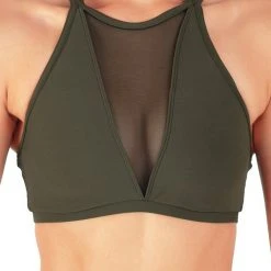 Dragonfly Victoria Sports Bra - Khaki Mesh All Pole Wear